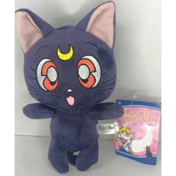 Sailor Moon LUNA CAT Purple Stuffed Animal Plush Toy AUTHENTIC Anime 8" TOEI - Picture 1 of 7